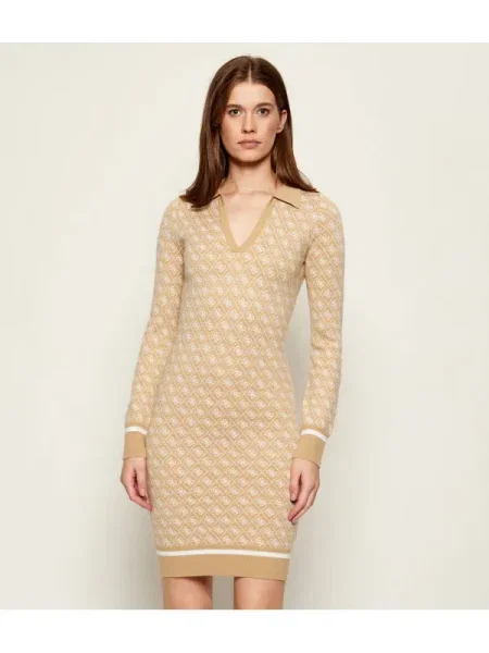 GUESS Rochie tricotat AUBREY / alb bej