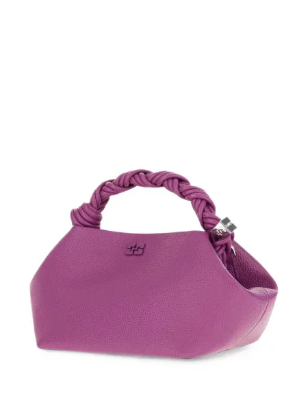 Geantă shopper Ganni țesută violet