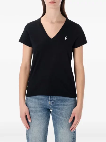 Tricou Polo Ralph Lauren cu decolteu în V lung gri