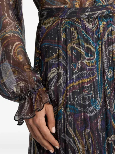 Fusta maxi Etro de mătase cu model paisley negru