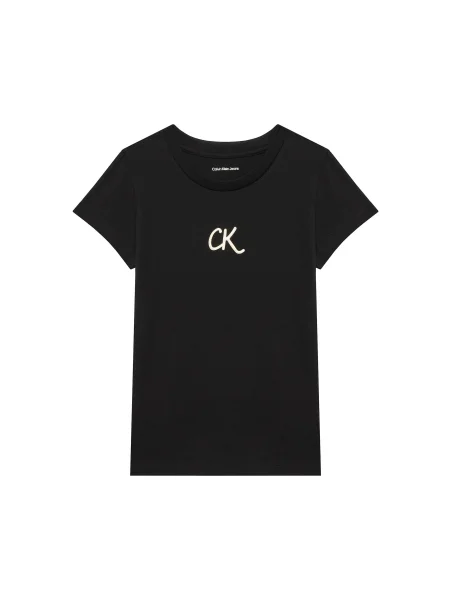 Calvin Klein Jeans Póló Glitter M Slim Fit fekete