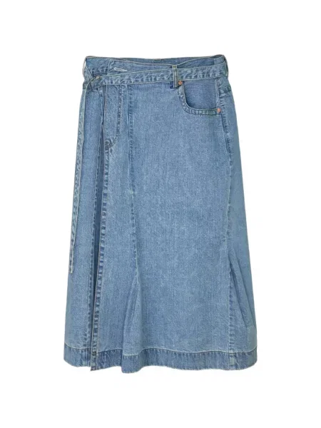 Cu centură fustă midi Sacai asimetrică albastru