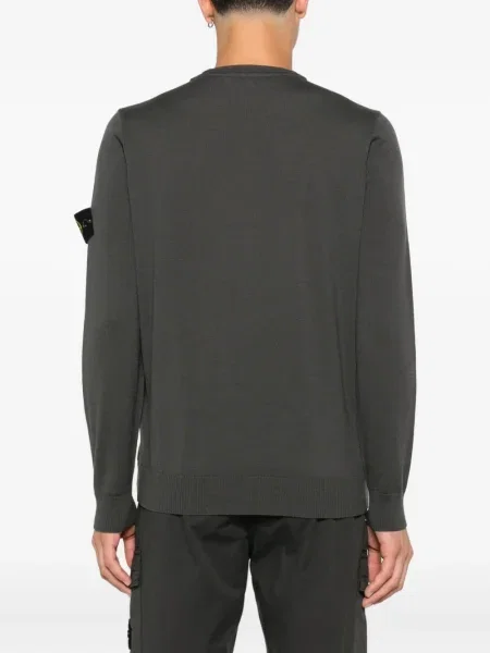 Pulover Stone Island cu decolteu rotund cu strasuri gri