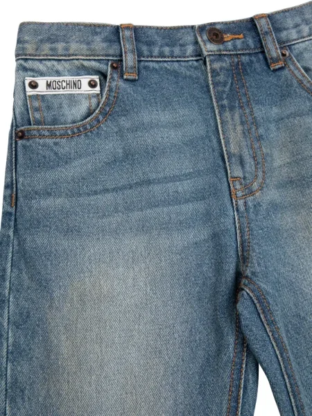 Jeansy straight leg dziecięce Moschino niebieskie