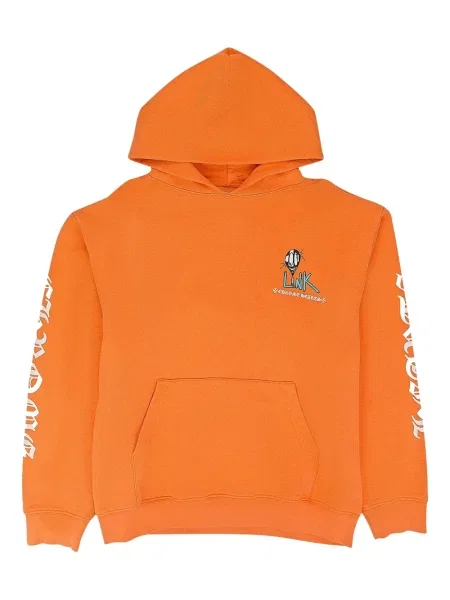 Hanorac cu glugă Chrome Hearts cu imagine cu motiv cu inimi portocaliu