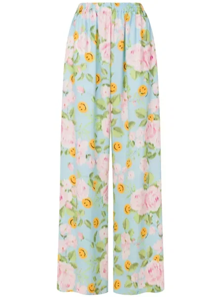 Pantaloni Moschino cu model floral cu imagine albastru