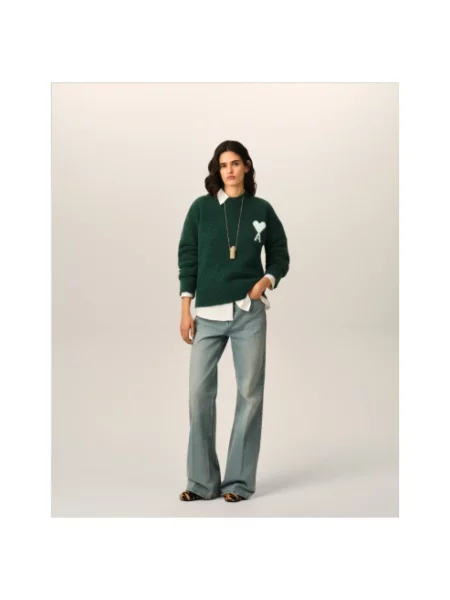 Sweter Ami Paris wełniany zielony