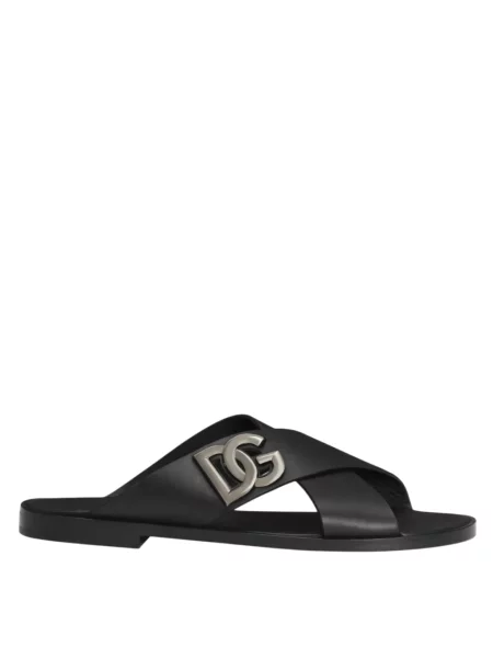 Klapki Dolce And Gabbana z logo czarne