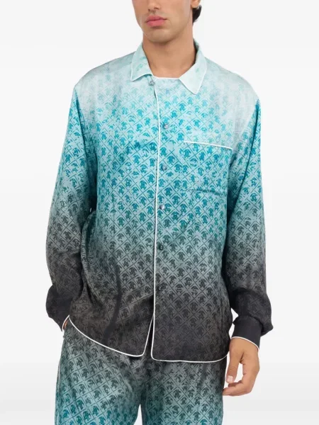 Cămașă Roberto Cavalli de mătase albastru