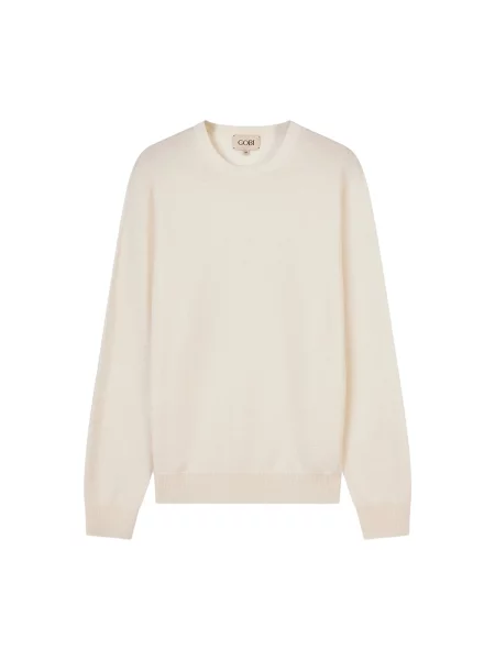 GOBI Cashmere Pulóver Men's Essential Crewneck Cashmere Sweater' fehér