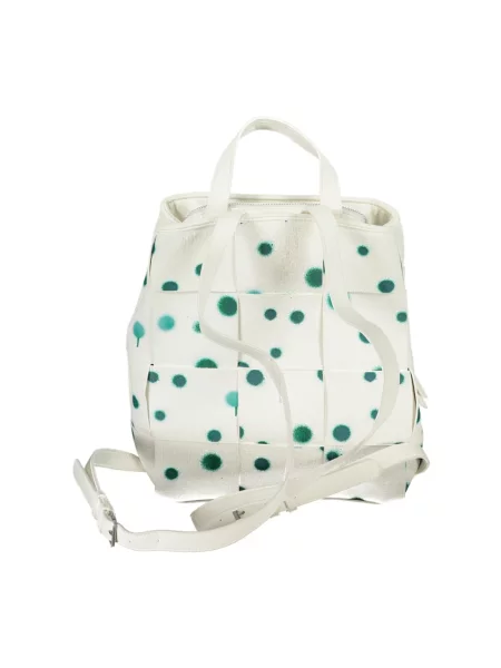 Lniany plecak Desigual w grochy biały