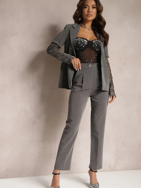 Spodnie Garniturowe High Waist Zimara szare