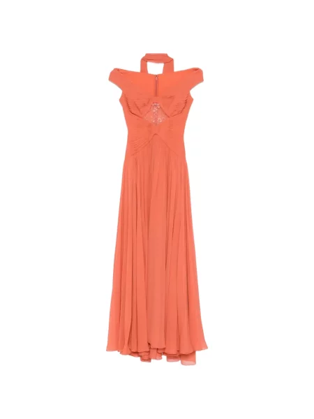 Maxi rochie maxi Elie Saab cu broderie de costum portocaliu