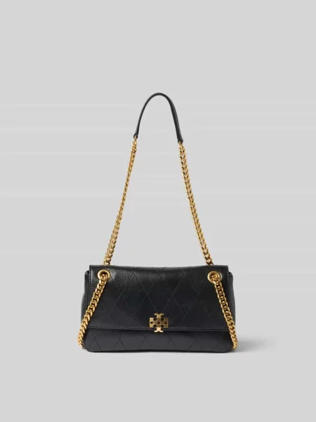 Torba na ramię w z efektem pikowania Tory Burch czarna