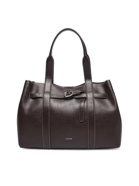 Calvin Klein Geantă Buckle Medium Work Tote maro