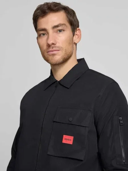 Kurtka koszulowa o kroju regular fit z mieszanki bawełny model EMMOND' Hugo czarna