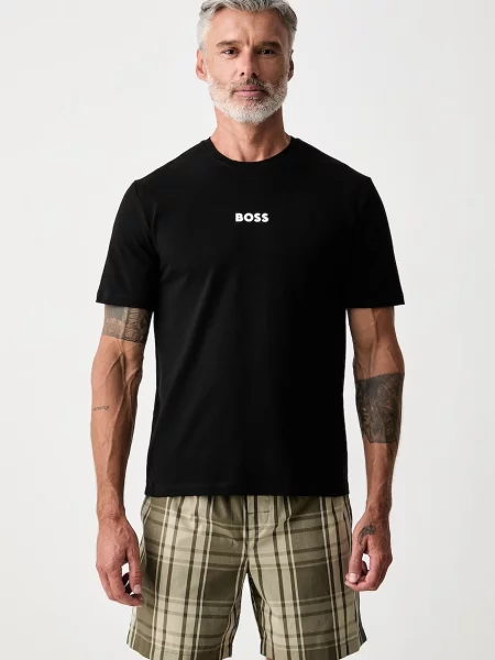 BOSS dvoudílné pyžamo s bavlnou Easy Short Set černé