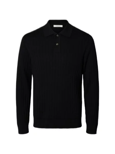 Tricou polo Selected negru