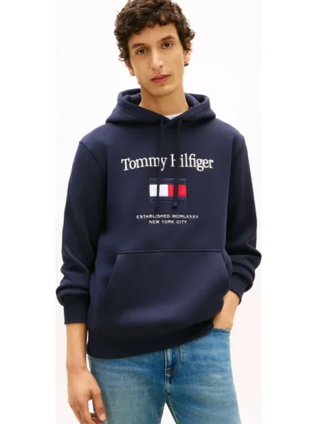 Tommy Hilfiger Pulóver Embro Flag Sötétkék kék