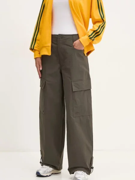 Adidas Originals spodnie Essential szerokie high waist zielony