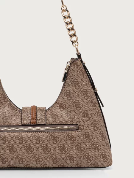 Кожаная сумка хобо Guess