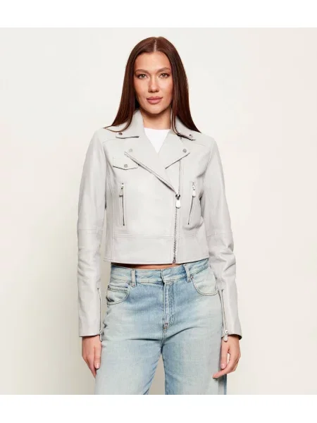 Pinko Geacă de piele NEW SENSIBILE | Cropped Fit gri