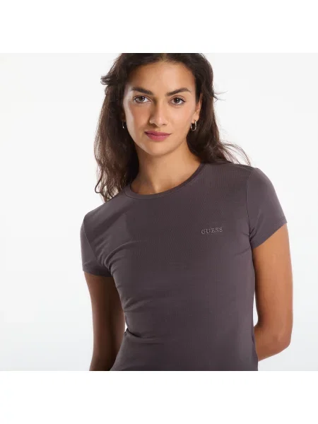 Тениска GUESS Lotus Slim Ss T-Shirt Darkest Grey M сиво
