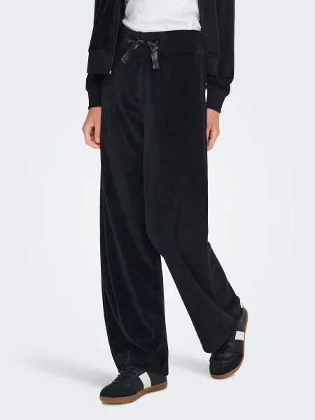 Повсякденні штани JDY VIDA VELVET PANT JRS DIA бавовна/поліестер чорний