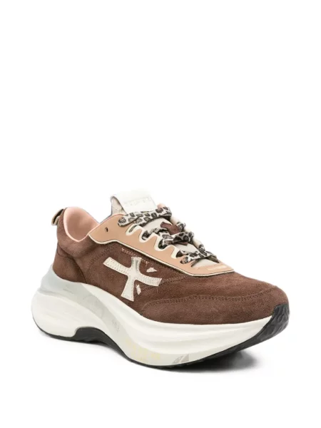 Sneakerși Premiata din piele de căprioară cu imagine cu model leopard maro
