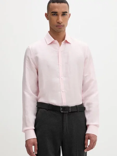 Calvin Klein koszula z lnem różowa