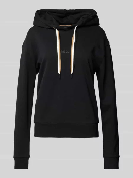 Bluza z kapturem i nadrukiem z logo model ‘STRIPE’ Boss czarna