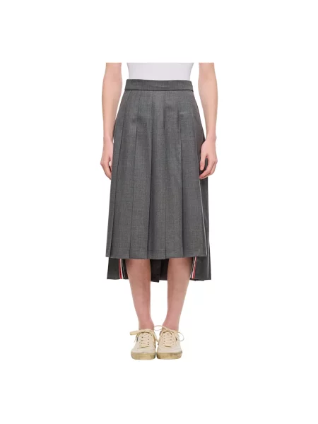 Spódnica midi Thom Browne wełniana do kolan szara
