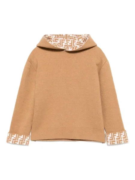 Bluza z kapturem dziecięca Fendi brązowa