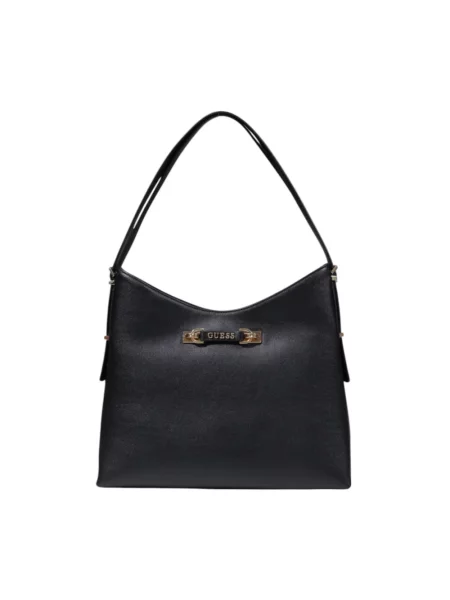 Lniana torebka hobo Guess czarna