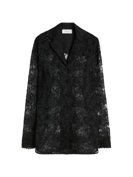 Cămașă Sportmax cu model floral din dantelă cu rever negru