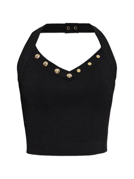 Top Balmain cu gât halter negru