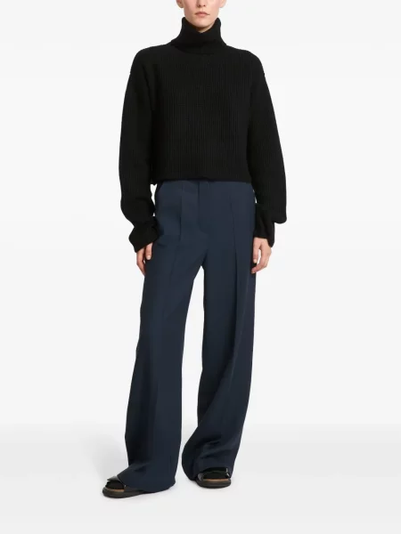 Pantaloni Yves Salomon de lână albastru