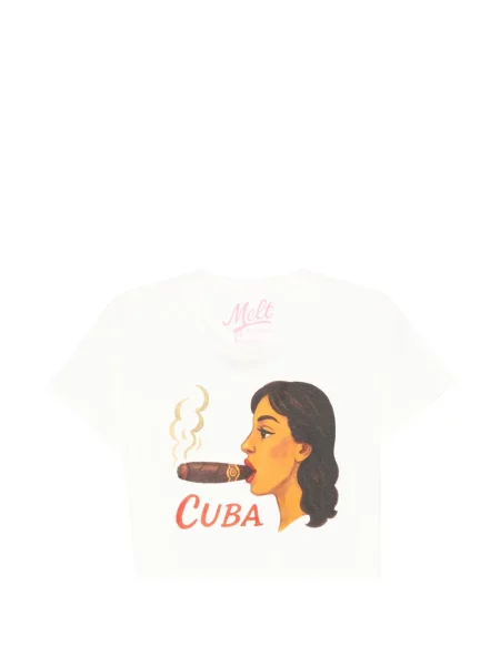 Decupat tricou Melt cu imagine alb