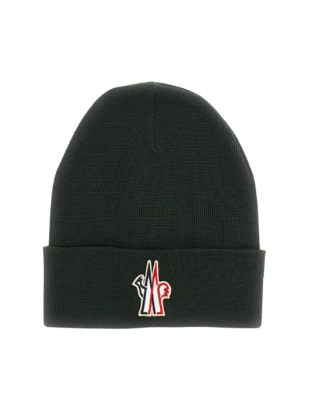 Czapka Moncler wełniana z logo zielona