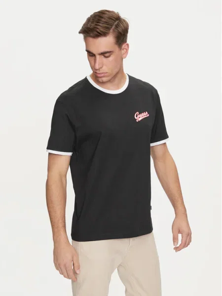 Тениска Guess Jeans с принт черно