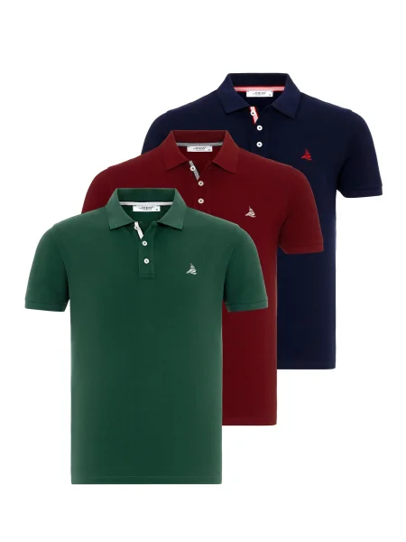 By Diess Collection Tričko námořnická modř / zelená / burgundská červeň bílá