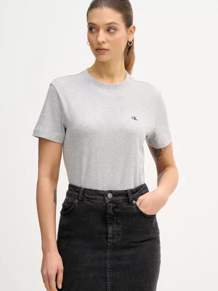 Calvin Klein Jeans basic tričko dámske sivá