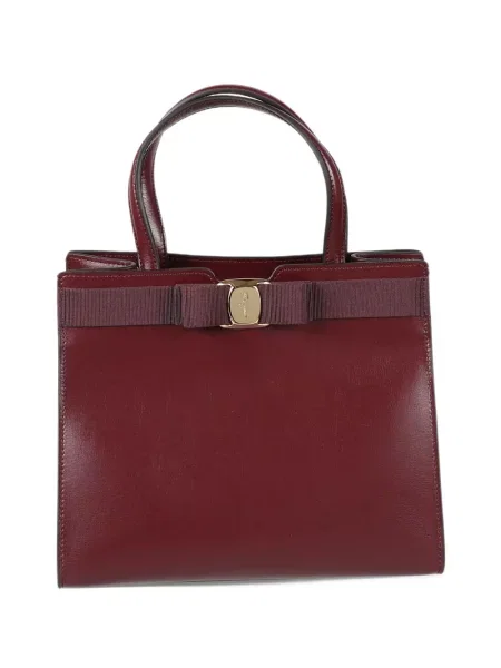 Δερμάτινη τσάντα shopper Ferragamo με φιόγκο κόκκινο