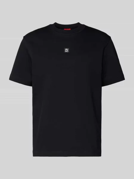T-shirt o kroju regular fit z dodatkiem bawełny model ‘DILANSO’ Hugo czarna