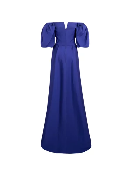 Rochie maxi Alberta Ferretti cu umerii deschiși albastru
