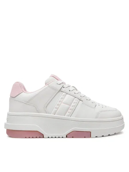 Кожени маратонки Tommy Jeans THE BROOKLYN FLATFORM бяло