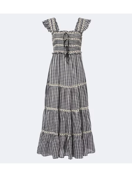 Rochie midi Rixo în carouri negru