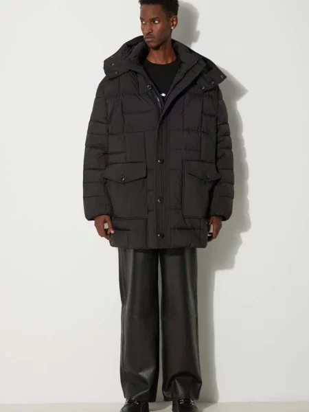 Пухено яке Kenzo Weave Mid-Length Winter черно
