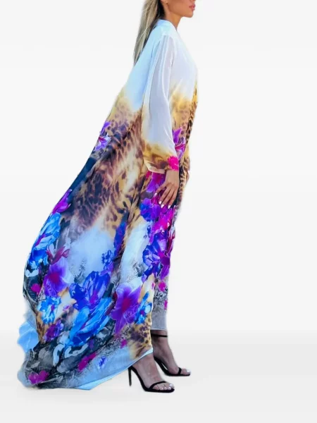 Rochie maxi Tessitura Body Couture cu model floral alb