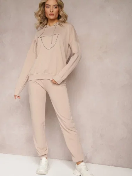 Komplet Dresowy z Bawełny Epique beżowy